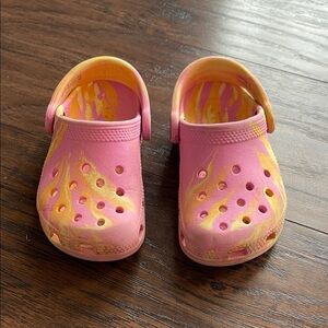 Kids Pink and Yellow Crocs